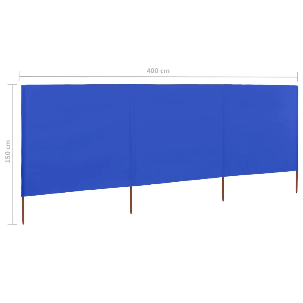 Paravento in tessuto a 3 pannelli 400 x 120 cm blu azzurro 02_0008802