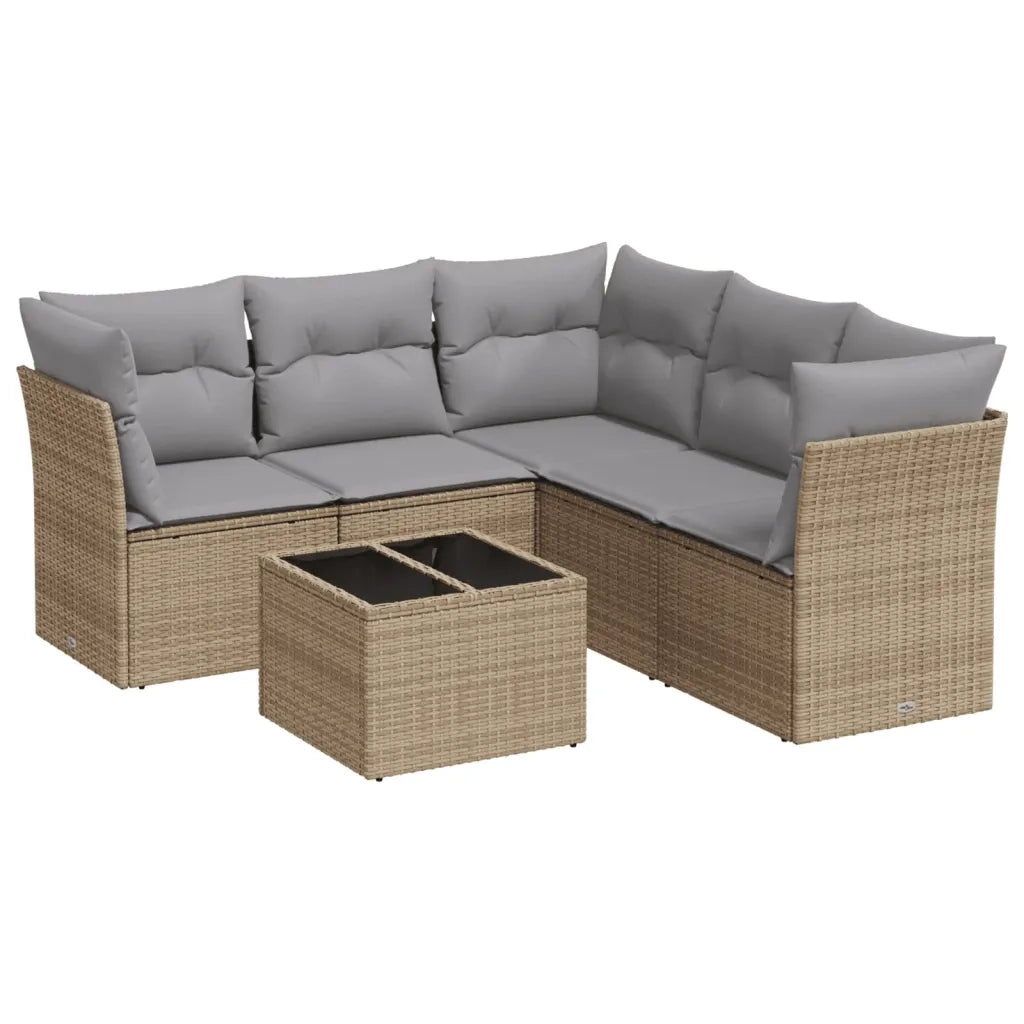 Set Divano da Giardino 6 pz con Cuscini Beige in Polyrattan 3249468