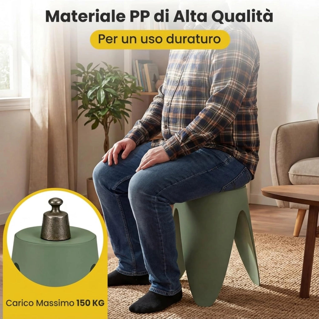 Set da 8 Sgabelli Impilabili, Sgabelli in Plastica Altezza 46 cm, Sedie Senza Schienale Portatili per Scuola, Aula, Soggiorno, Sala da Pranzo, Casa e Ufficio e Senza Montaggio