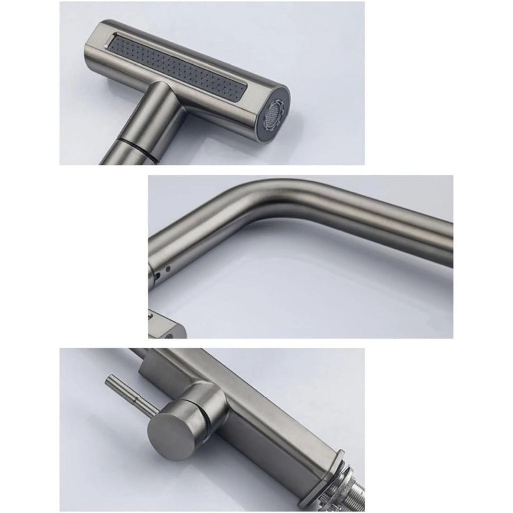 Miscelatore rubinetto monocomando per lavabo cucina canna alta grigio opaco87257