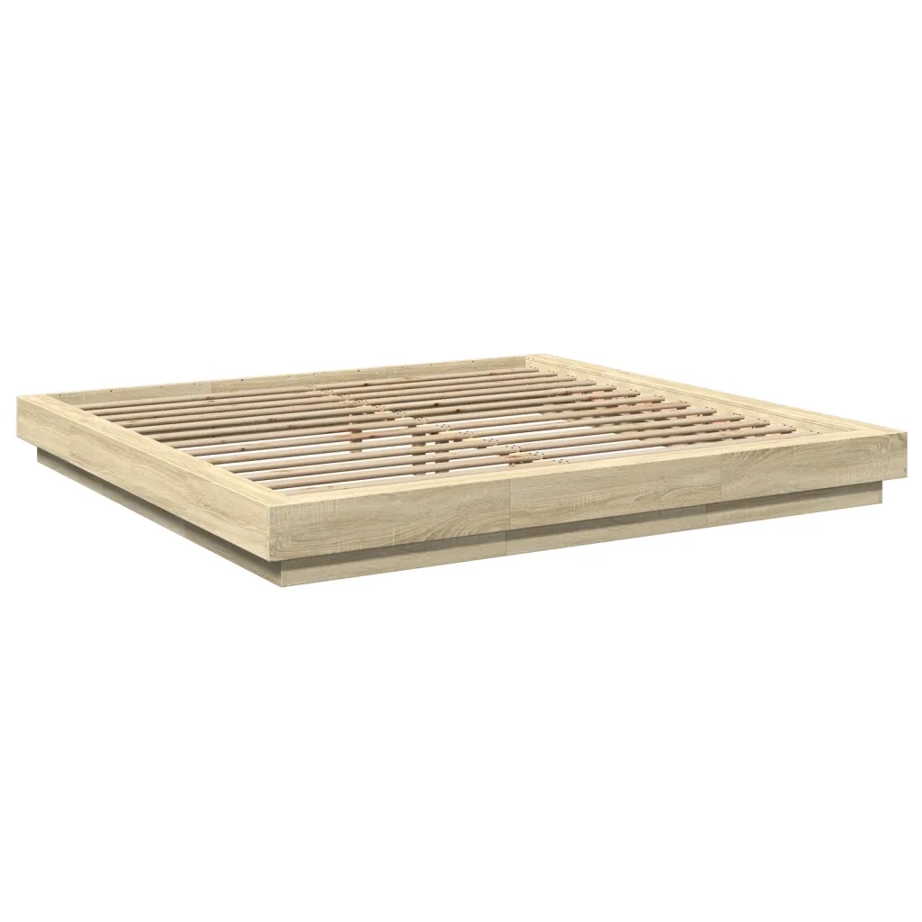 Giroletto Luci LED-Struttura Letto con LED Rovere Sonoma 180x200 cm Legno Multistrato 612259