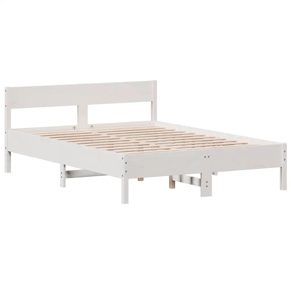 Giroletto con Testiera Bianco 140x200 cm Legno Massello di Pinocod mxl 110913