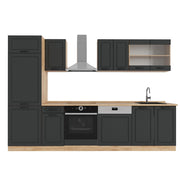 Cucina componibile R-Line Antracite rustico/Rovere dorato 300 cm, PL Rovere Vicco
