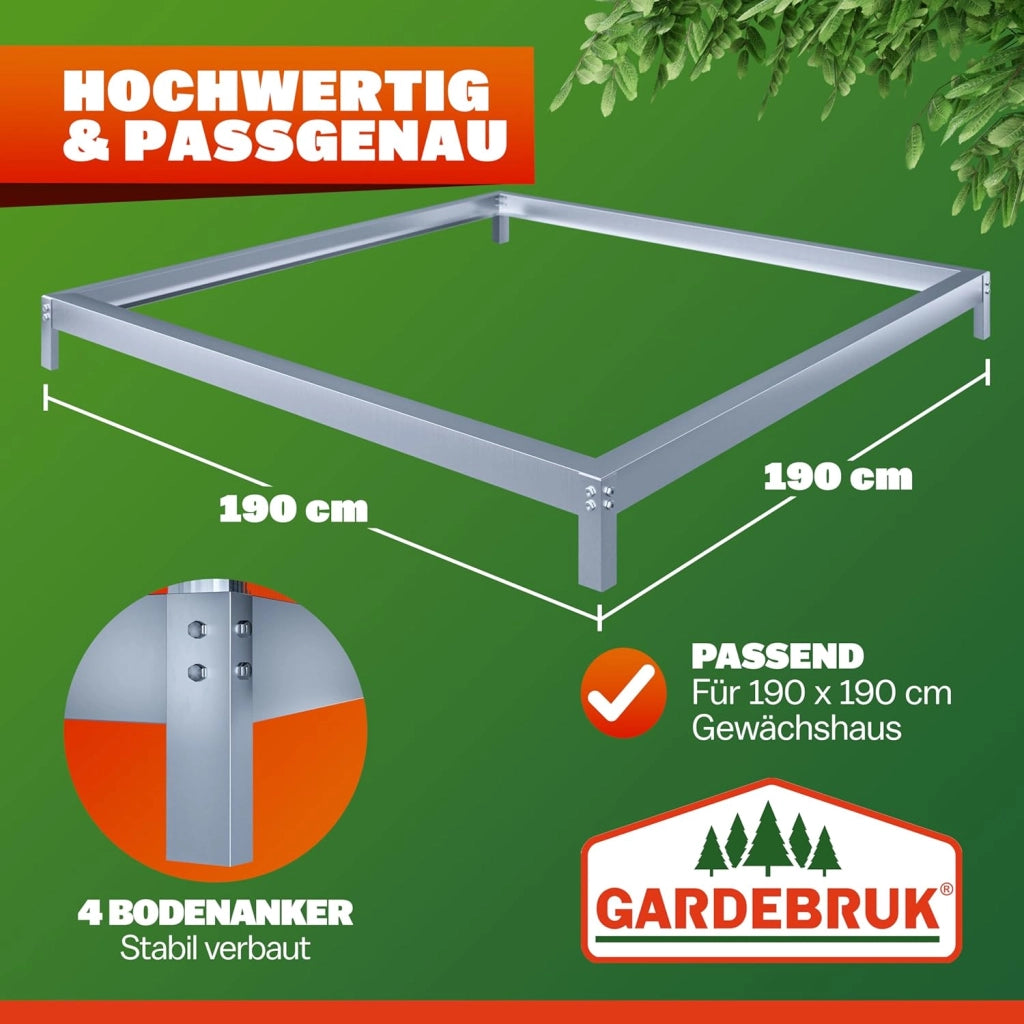 ® Base per Serra fondamenta per Serre acciuaio zincato Telaio Base Materiali di Montaggio Fissaggio al Suolo, Modello:
