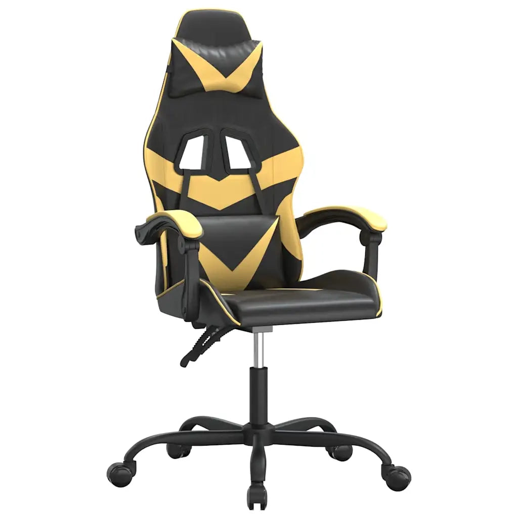 Sedia da Gaming Girevole Nera e Oro in Similpelle 349545