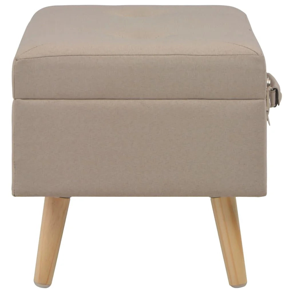 Panca pouf sgabello contenitore 3 pezzi tessuto beige 3002089