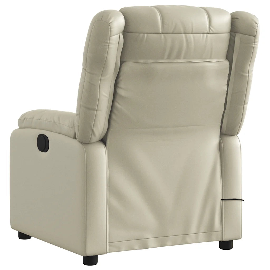 Poltrona Massaggiante Elettrica Reclinabile Crema Similpelle 3205144