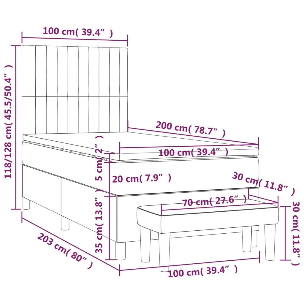 Giroletto a Molle con Materasso Tortora 100x200 cm in Tessuto 3137297