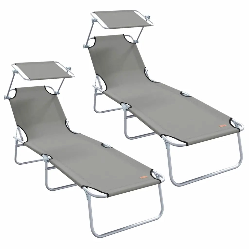 Lettino da sole 2 pcs Grigio 58 x 188 x 77cm Poliestere 42003062