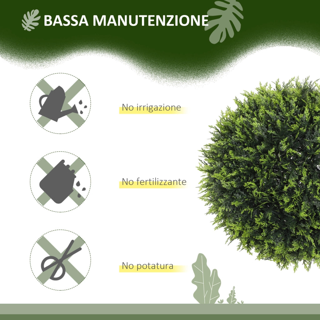 Set di 2 Piante Artificiali a Sfera con Foglie di Cedro per Casa e Giardino ?45 cm, Verde