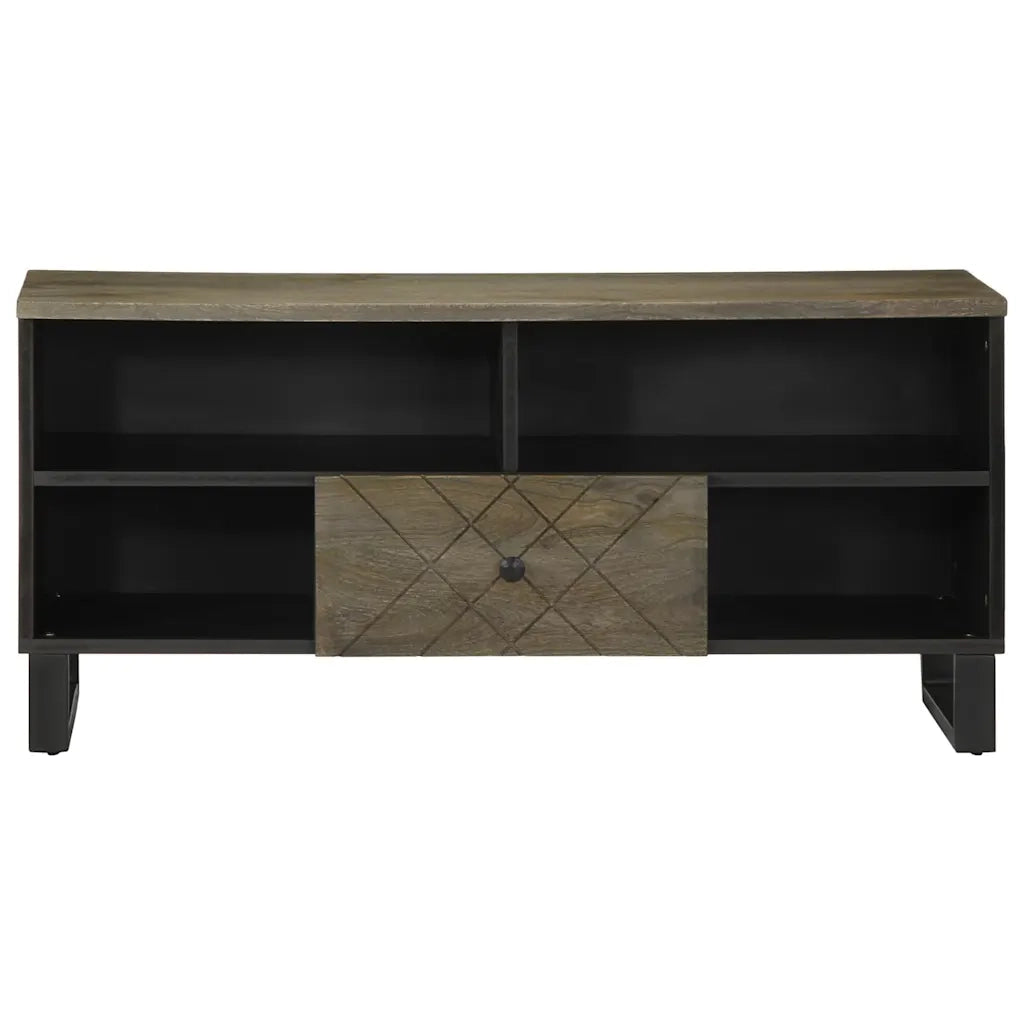 Mobile Porta TV Nero 100x33x46 cm in Legno Massello di Mango 4017700