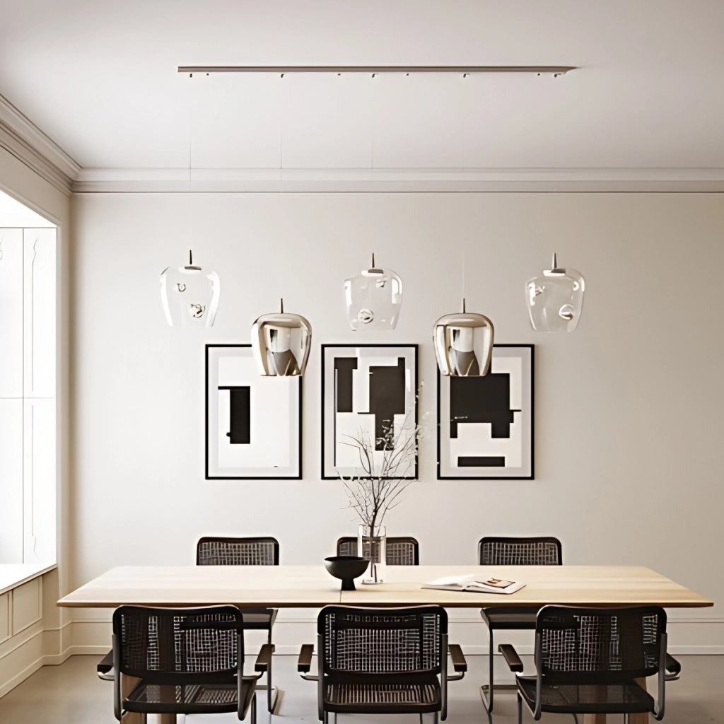 Zafferano Lampada a sospensione Bilia 27 cm in Vetro Soffiato e Alluminio Argento, Sorgente LED 8W Dimmerabile TRIAC, Altezza Totale 333 cm