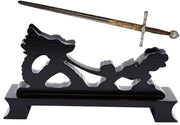 Supporto per Display di Spada Samurai in Legno di Hout Nero Verniciato con Forma di Drago