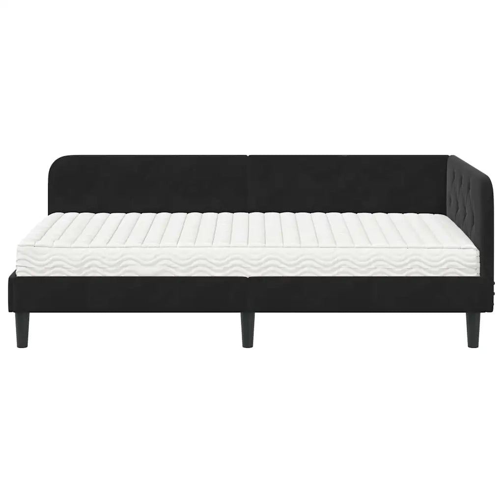 Cornice del letto ad angolo Nero 90 x 200 cm Velluto 3394159