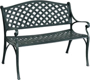 Banco per giardino, giunco in acciaio, banco di ferro, sostenibile fino a 210 kg, banco di riposo, arredamento esterno, banco da giardino con struttura in acciaio, banco metallico con schienali, 102 x 62 x 83 cm