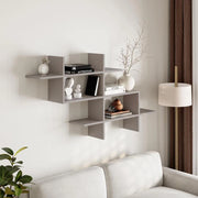 Mensola Libreria 3 Ripiani Geometrica Salvaspazio 150x82x22 cm Grigio Chiaro