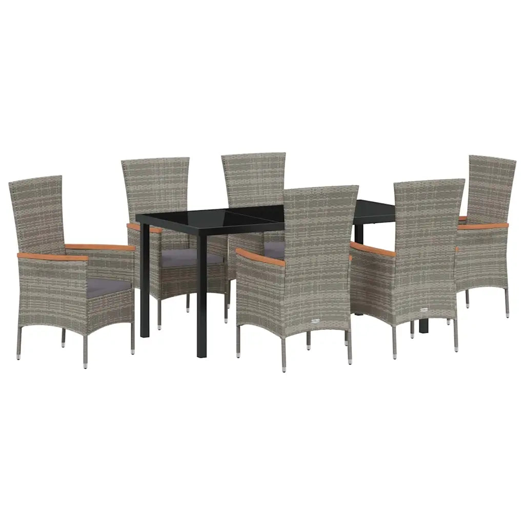 Set da Pranzo per Giardino con cuscino 7 pcs Grigio