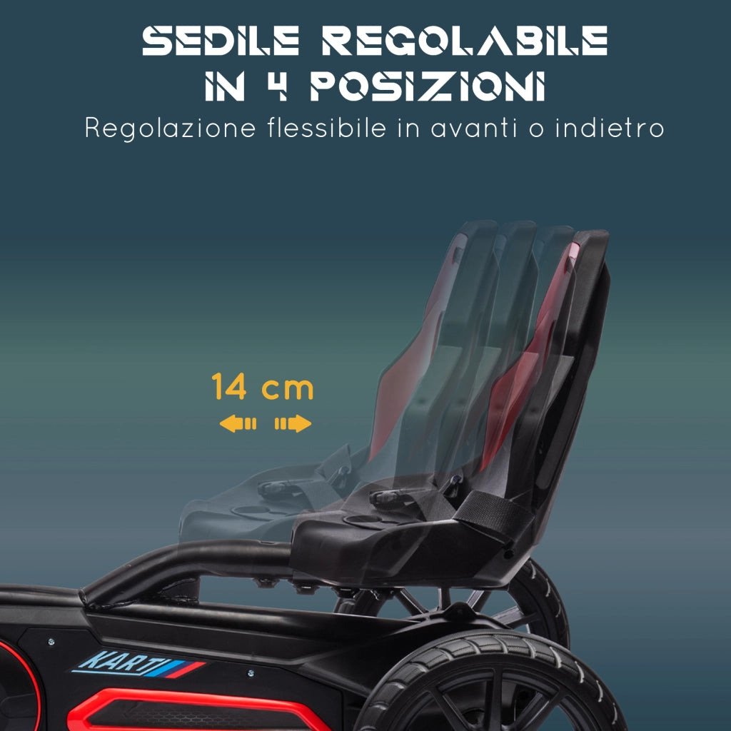 EasyComfort Go Kart a Pedali per Bambini 3-8 Anni con Sedile Regolabile e Ruote in EVA, 100x58x58.5 cm, Rosso Nero