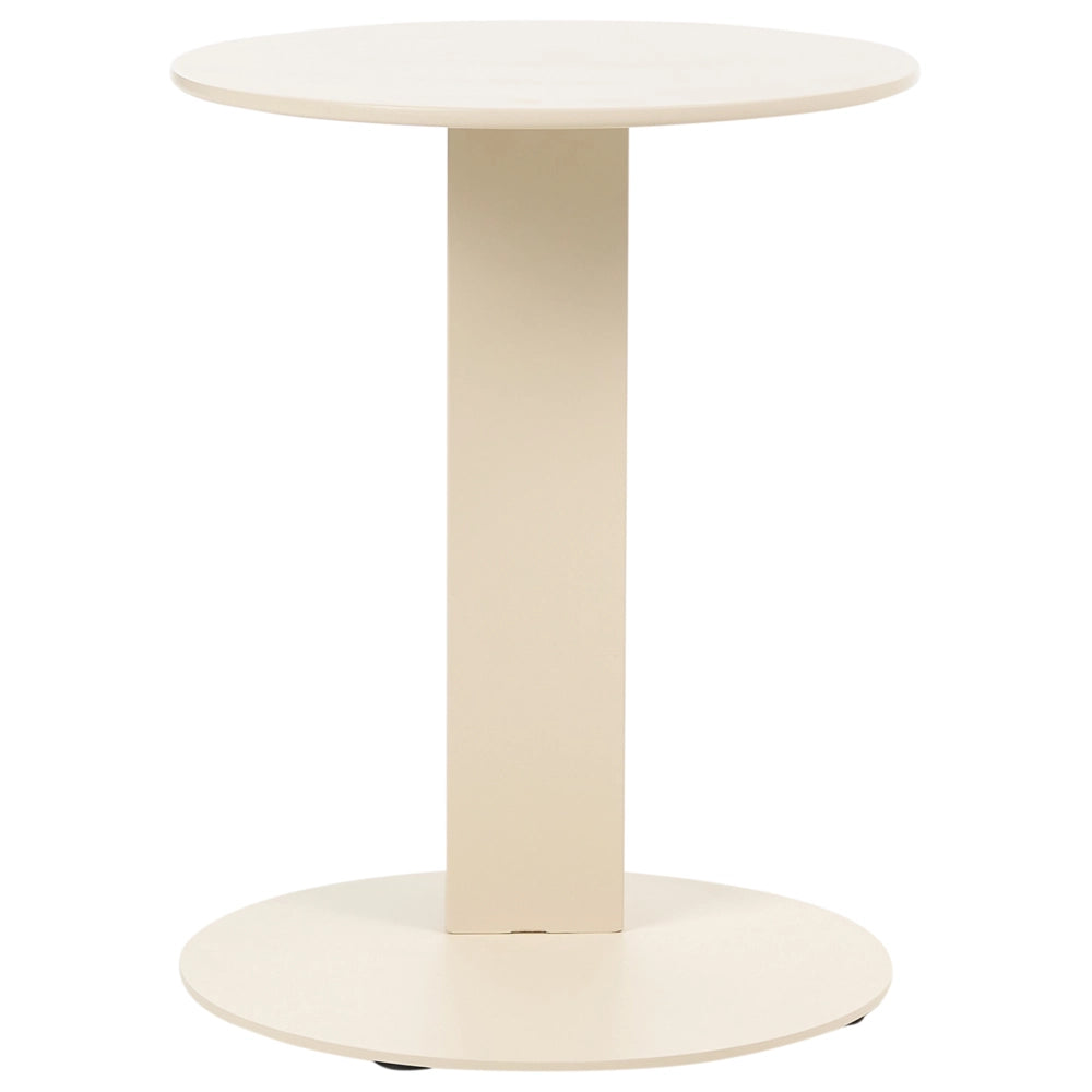Tavolino da giardino in acciaio verniciato a polvere, resistente alle intemperie, rotondo, 40 cm, arredo da esterno, beige