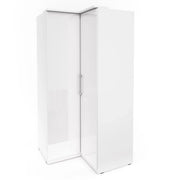Armadio ad angolo per cabina armadio collezione MODULO colore bianco con LED inclusi.