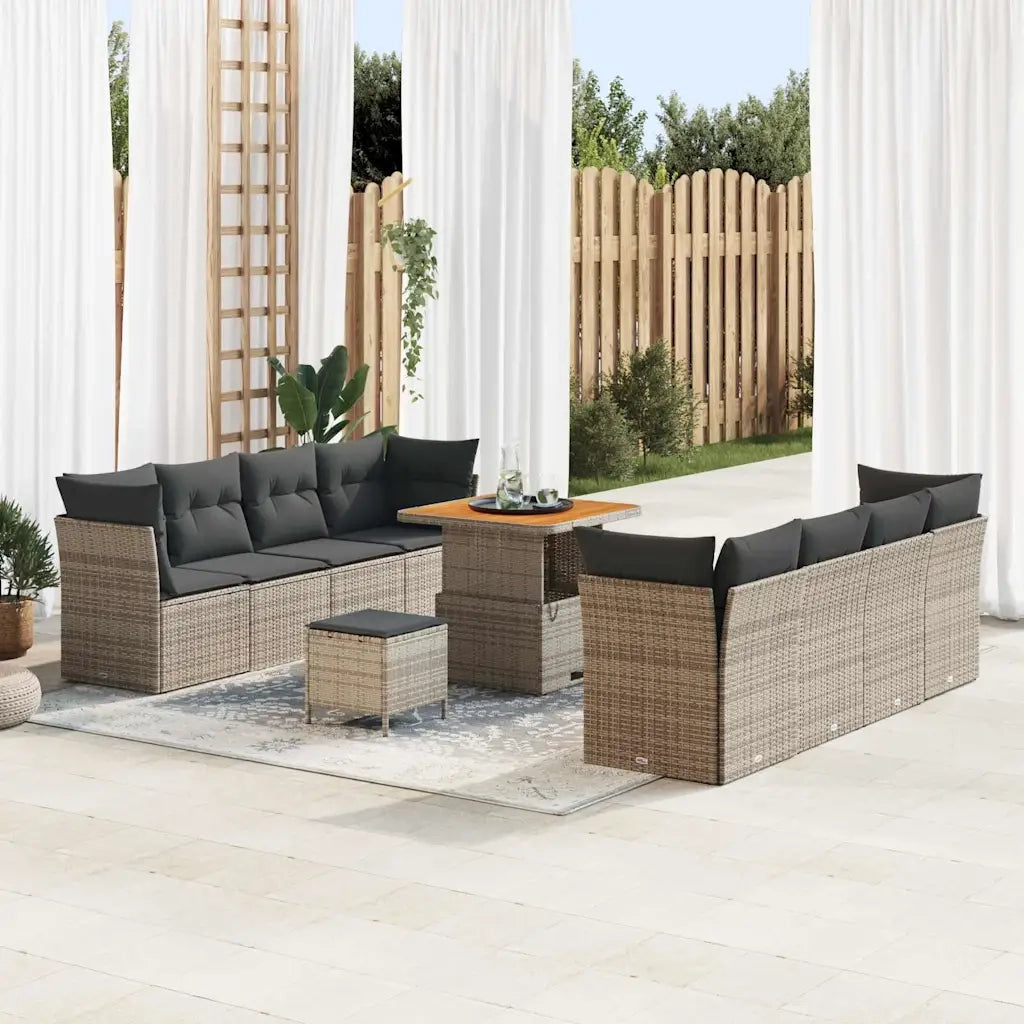 Set Divano da Giardino 11 pcs Grigio polyrattan 3361458