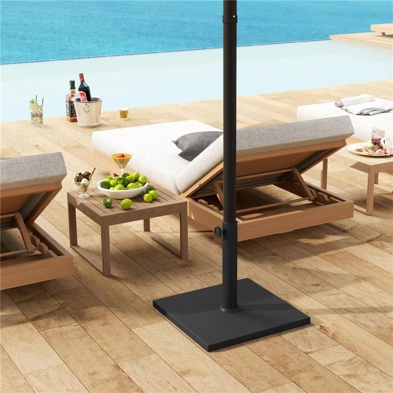BASE PER OMBRELLONE QUADRATA DA 14.5 KG CON MANOVELLA IN HDPE E CEMENTO 44X44X30 CM NERO