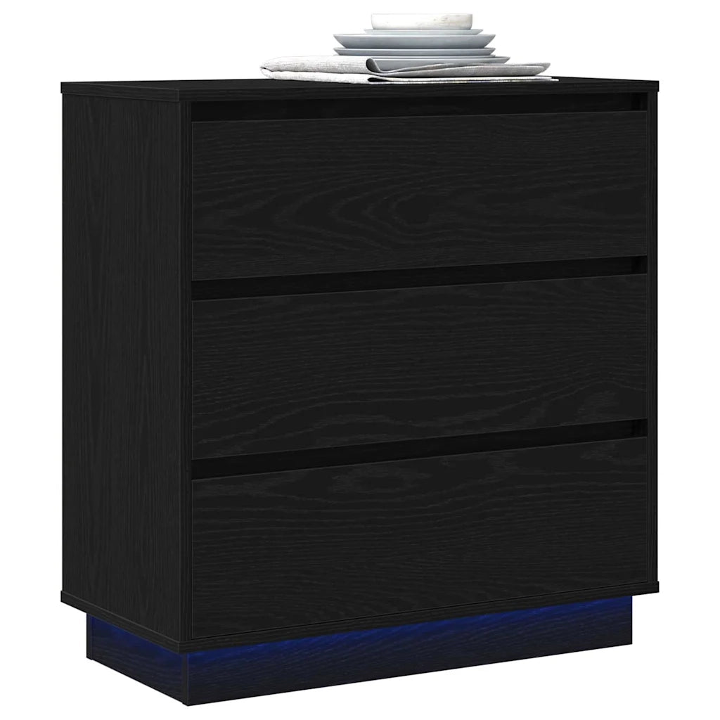 Armadio da Notte con cassetto Rovere Nero 71 x 34,5 x 75 cm 869635