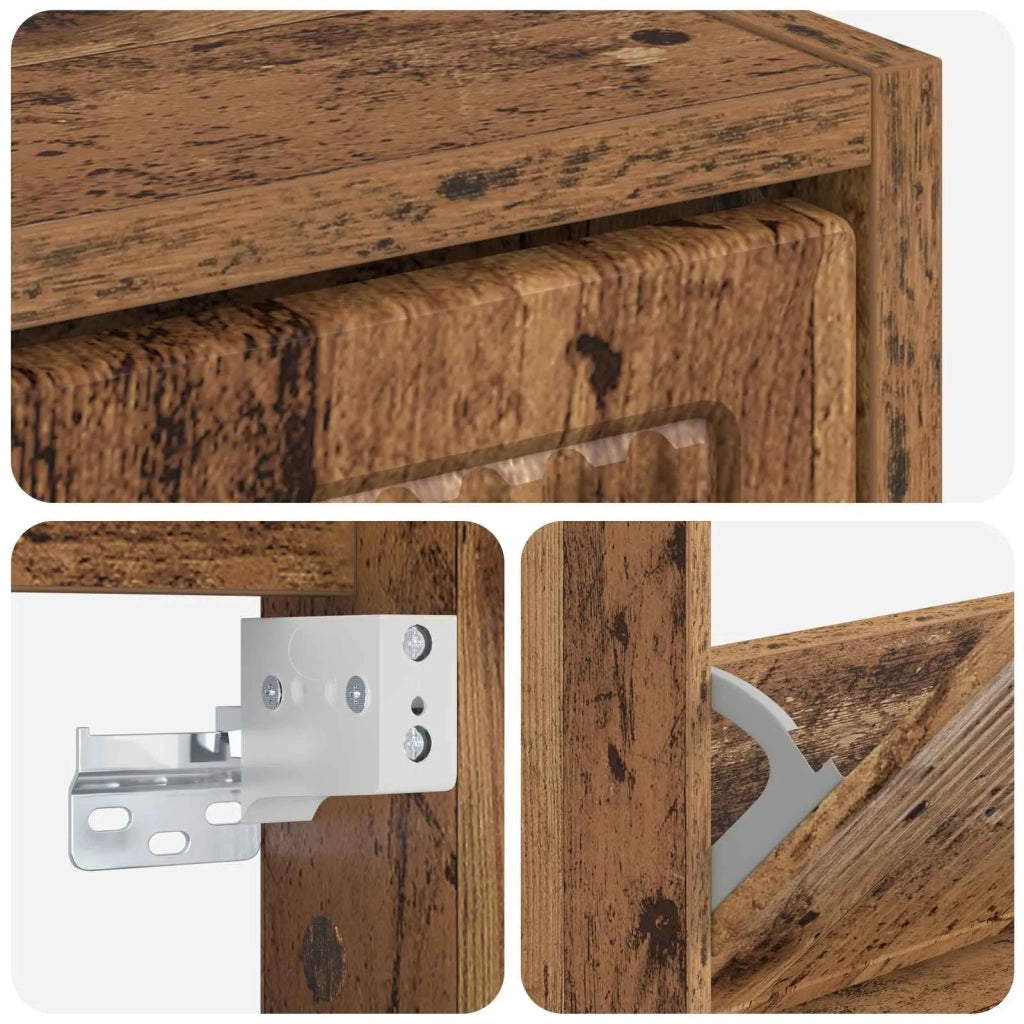Mobiletto per Scarpe da Muro EDE 71 x 17 x 43 cm Legno antico 895973