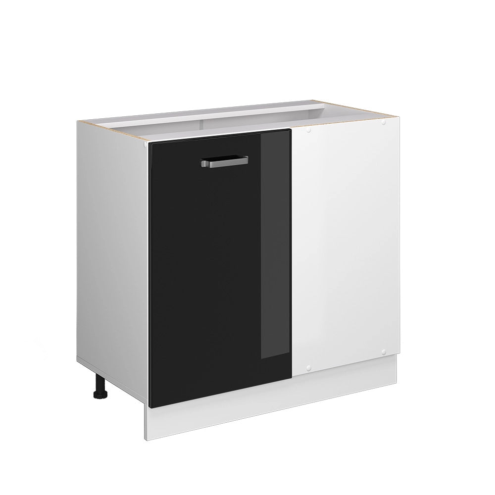 Vicco Mobile ad angolo cucina Nero lucido 86 cm senza piano di lavoro