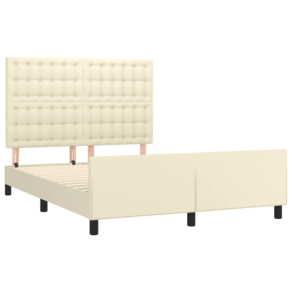 Giroletto con Testiera Crema 140x200 cm in Similpelle 3125575