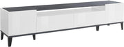 Mobile TV 2 Ante 2 Cassetti 200x40x47 cm Sunrise Bianco Lucido e Ardesia