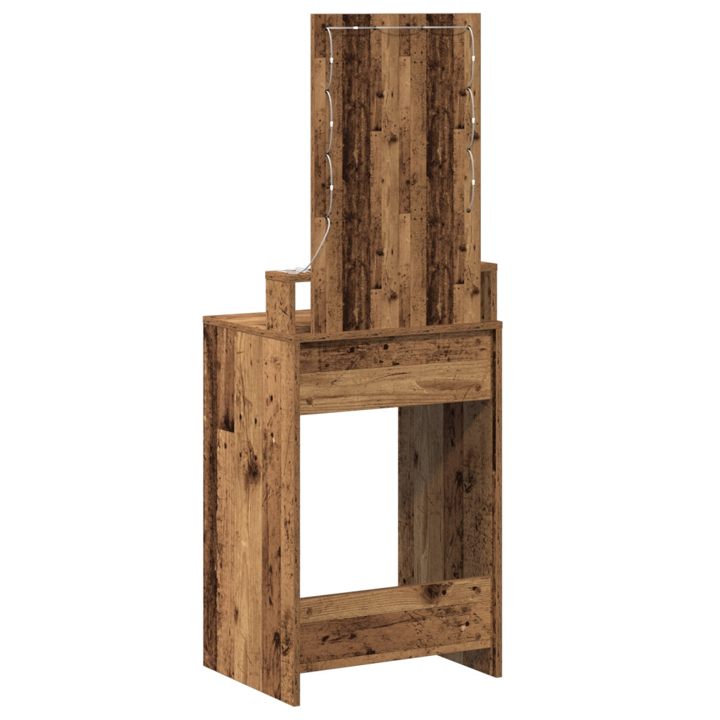 Toletta  con luci LED Legno Vecchio 50x41x140 cm