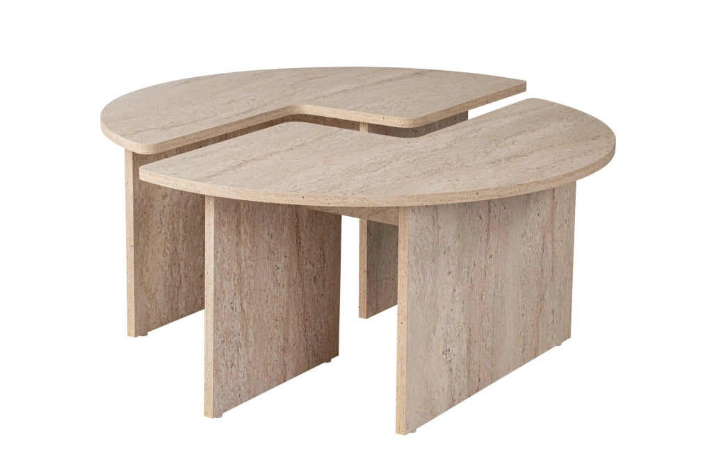 Tavolino da caffè in legno "Moira" - 90 x 90 x 41 cm - Travertino