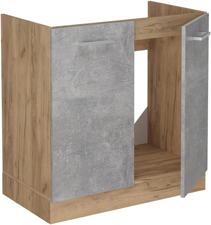 Mobile lavello cucina R-Line, Calcestruzzo, 80 cm PL Marmo