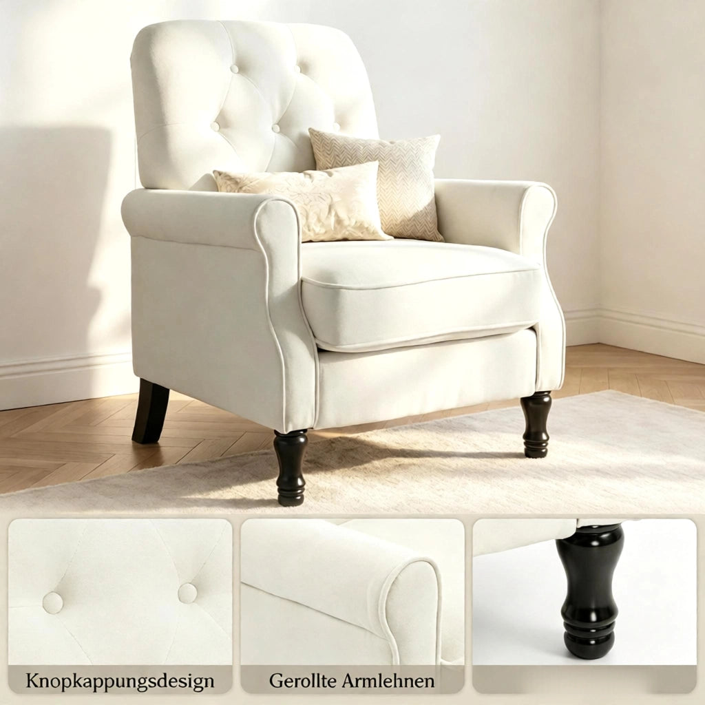 POLTRONA Lounge 1 posto 69x75x90 cm Lino Crema