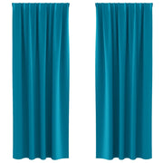 Tende Oscuranti | Tende Blackout con Anelli 2 pz Turchese 225 x 140 cm