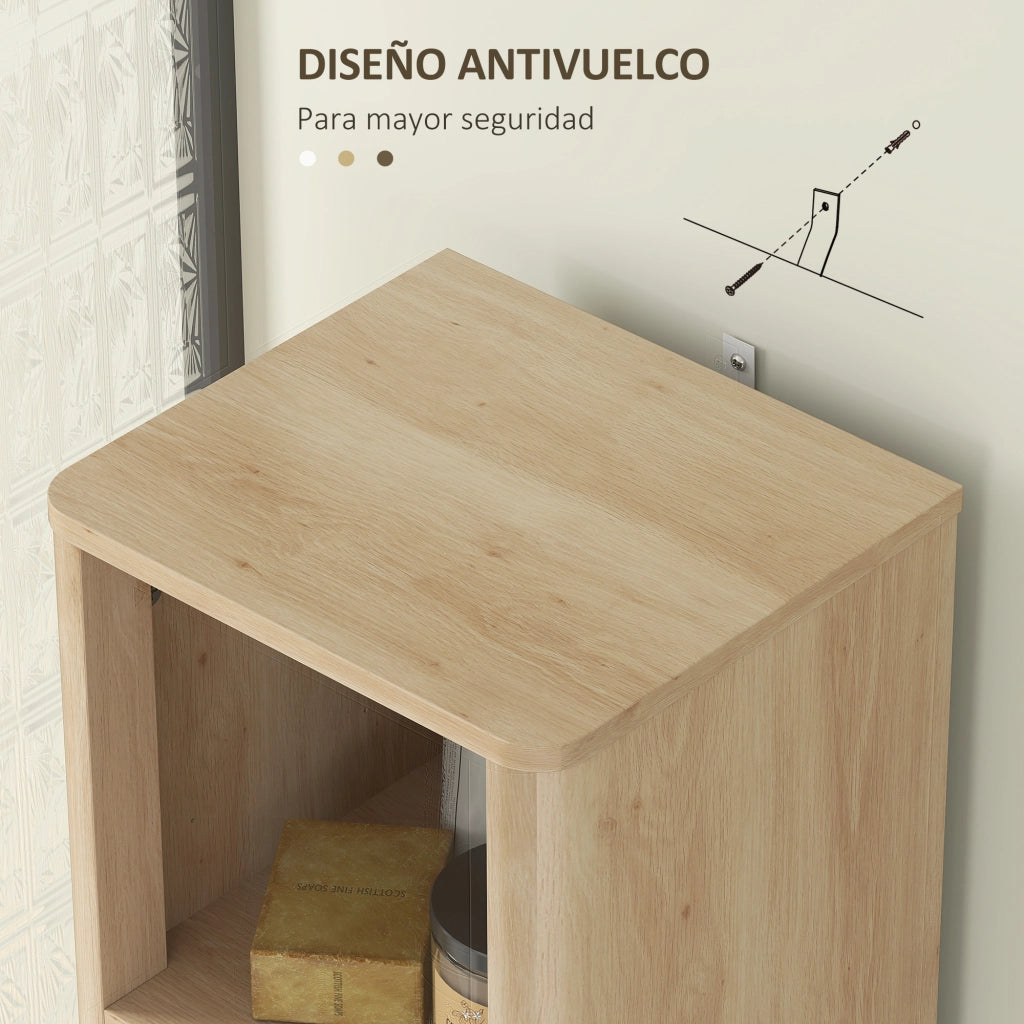 Colonna bagno alta con ripiani e cassetto ¨C Xylo ¨C legno 33x30x170 cm
