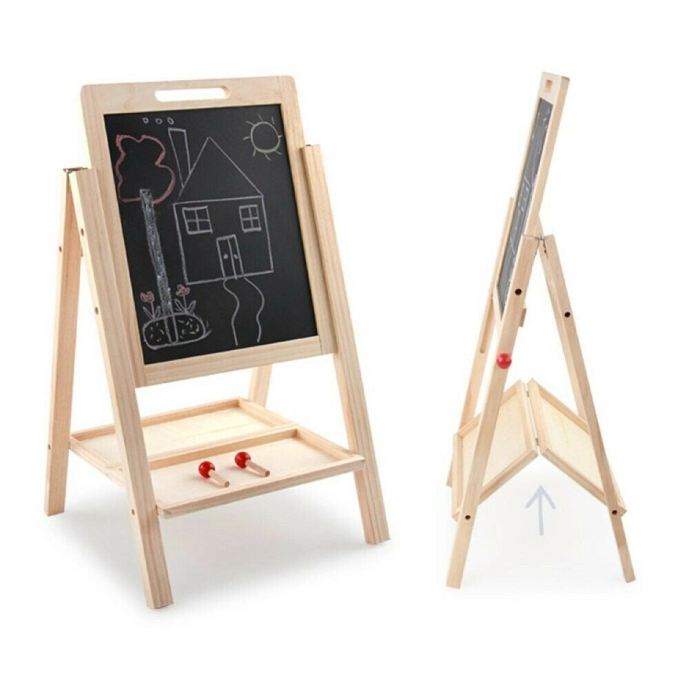 Trade Shop - Lavagna 2 Lati In Legno Per Bambini Cavalletto Pittore Gessetti Pennarelli Scuola -