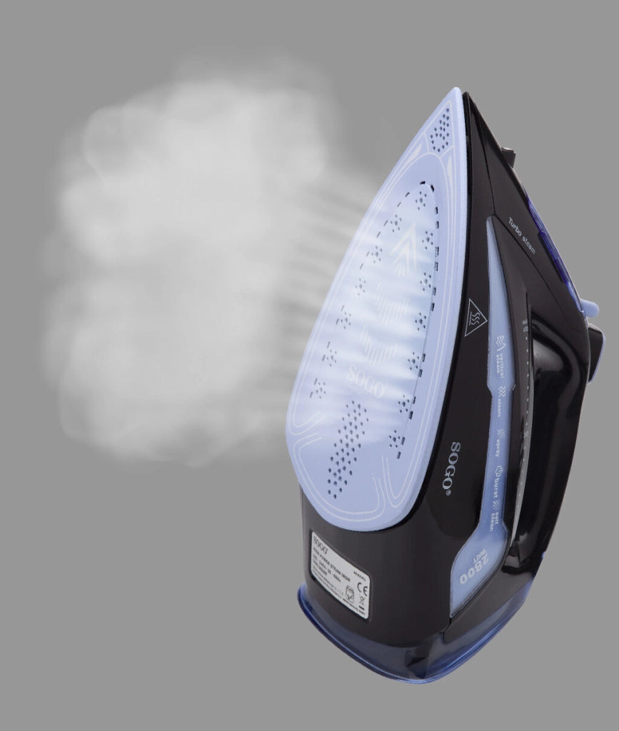 Ferro da stiro a vapore 2800W, piastra ceramica antiaderente, serbatoio 300ml, funzione spray e vapore verticale - SOGO