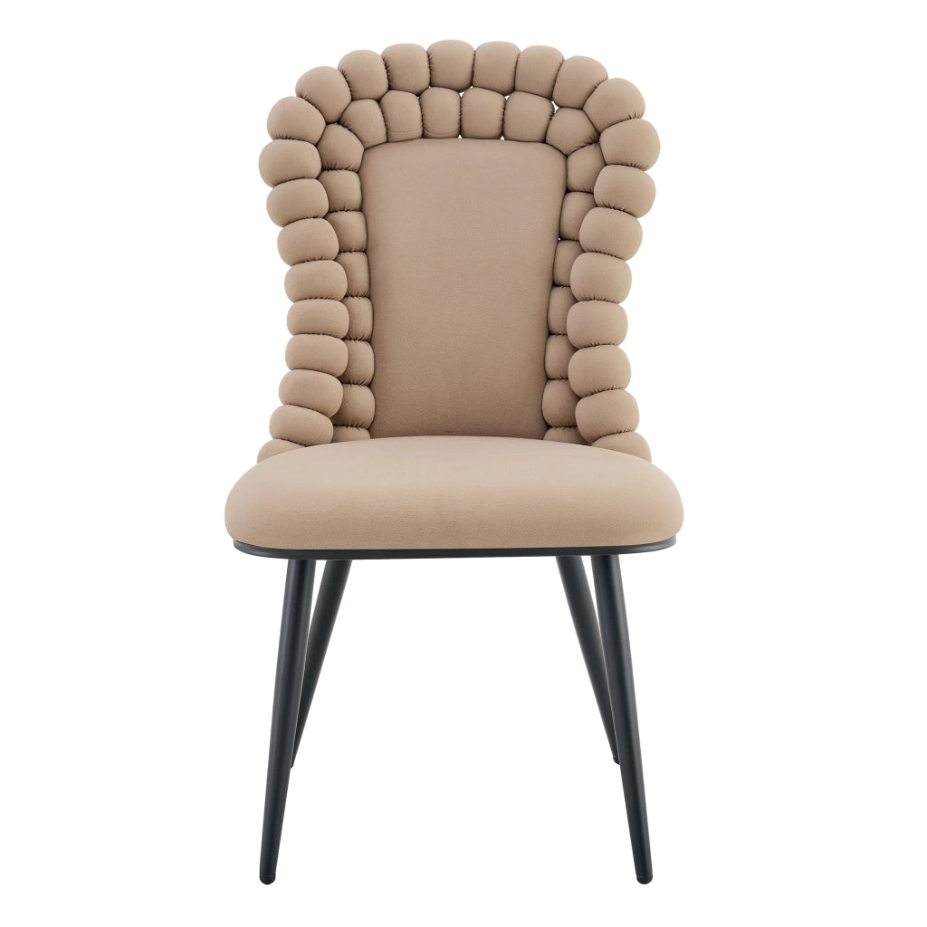 Sedie da Pranzo in Velluto con Schienale e Gambe in Metallo Nero ¨C MINIMAL ¨C Set 2 Pezzi, Cammello