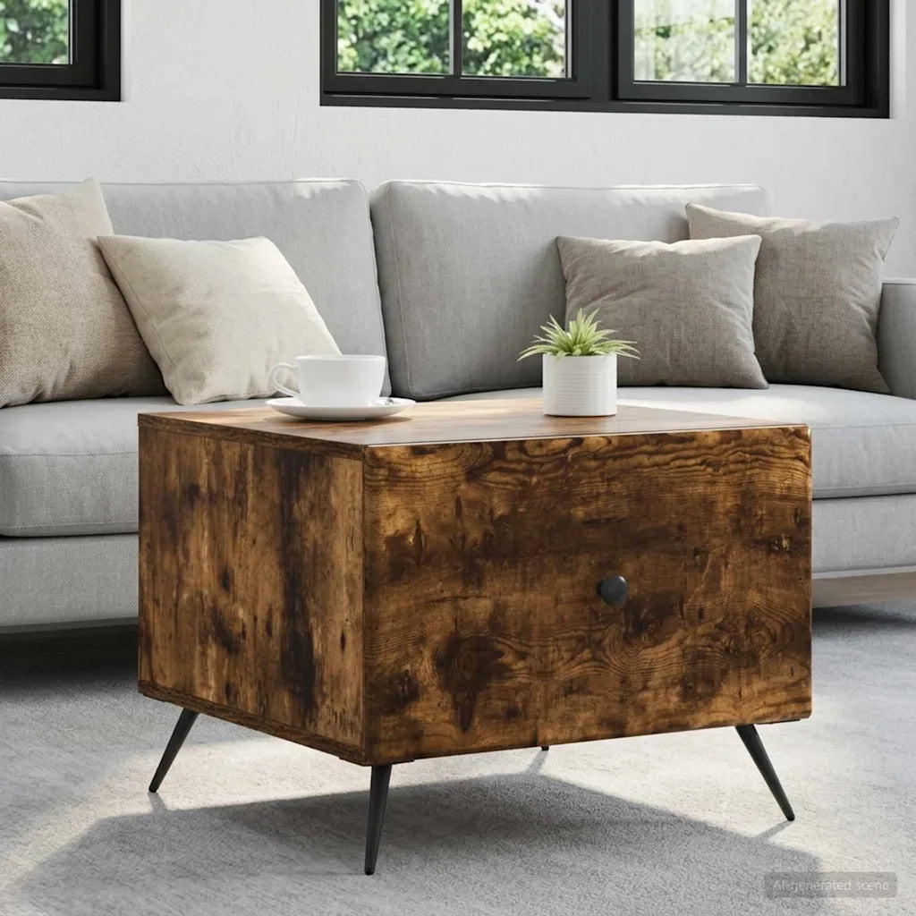Tavolino da salotto con cassetto Rovere Fumo 49 x 50 x 40 cm 895660