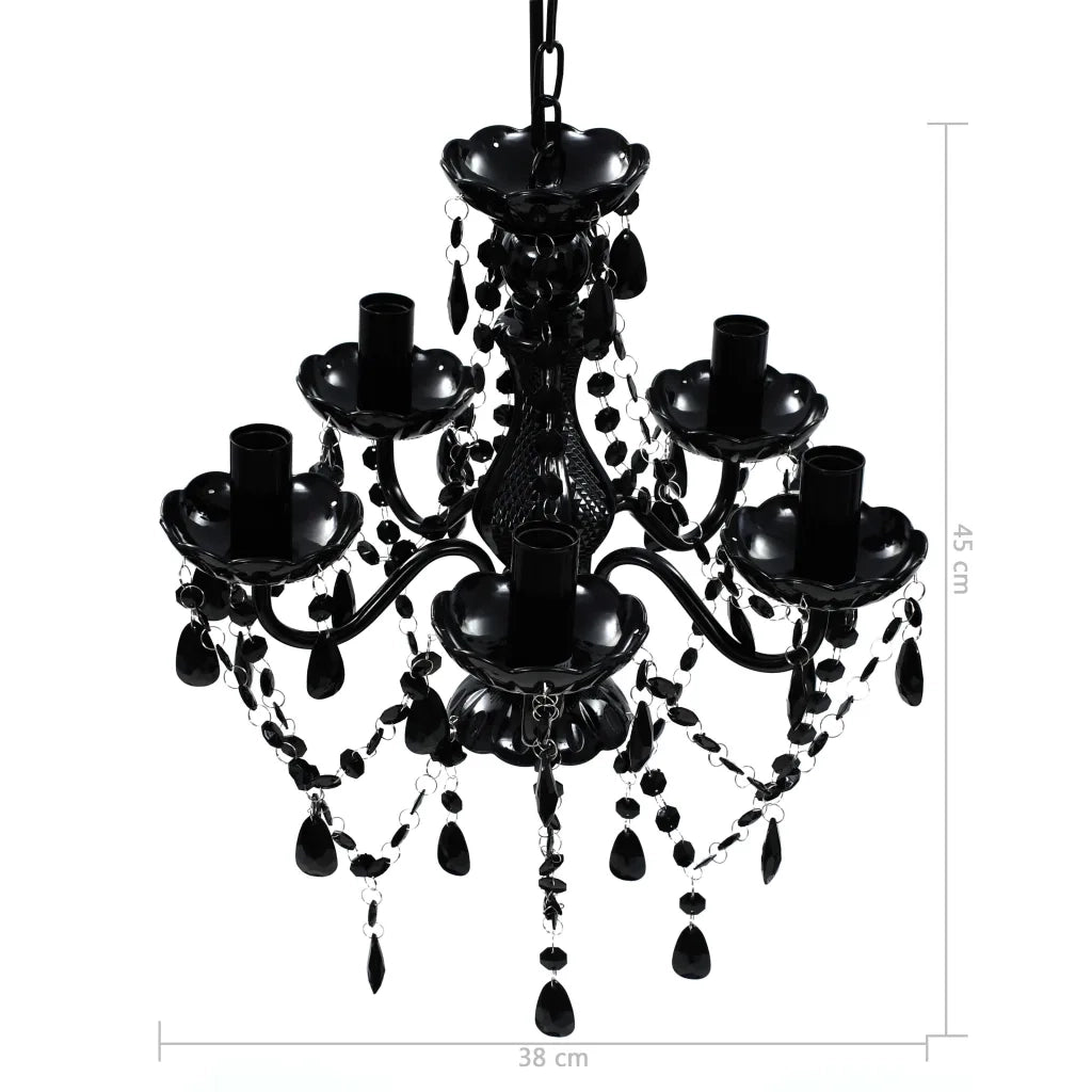 Lampadario in Cristallo con 5 Lampadine Nero CFW7591317