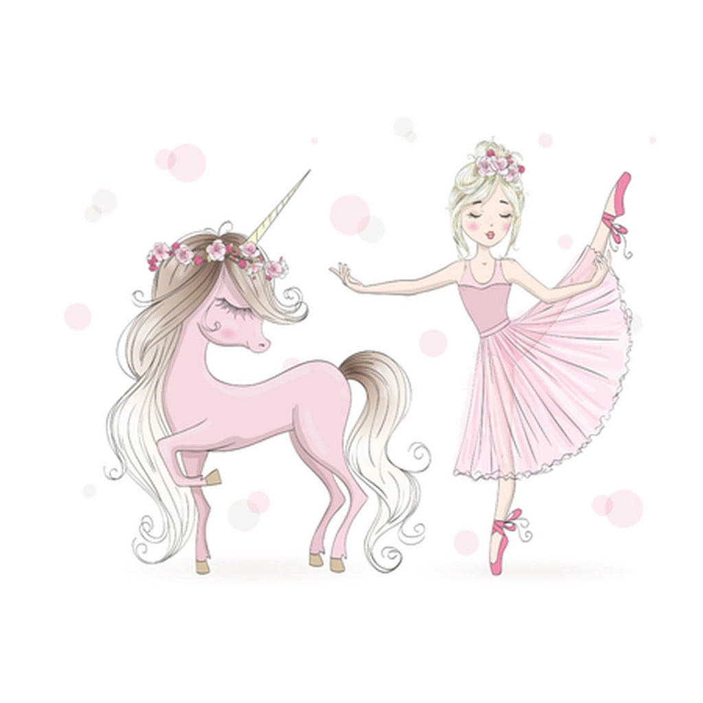 Cesta porta giochi Daria in legno bianca con Unicorno