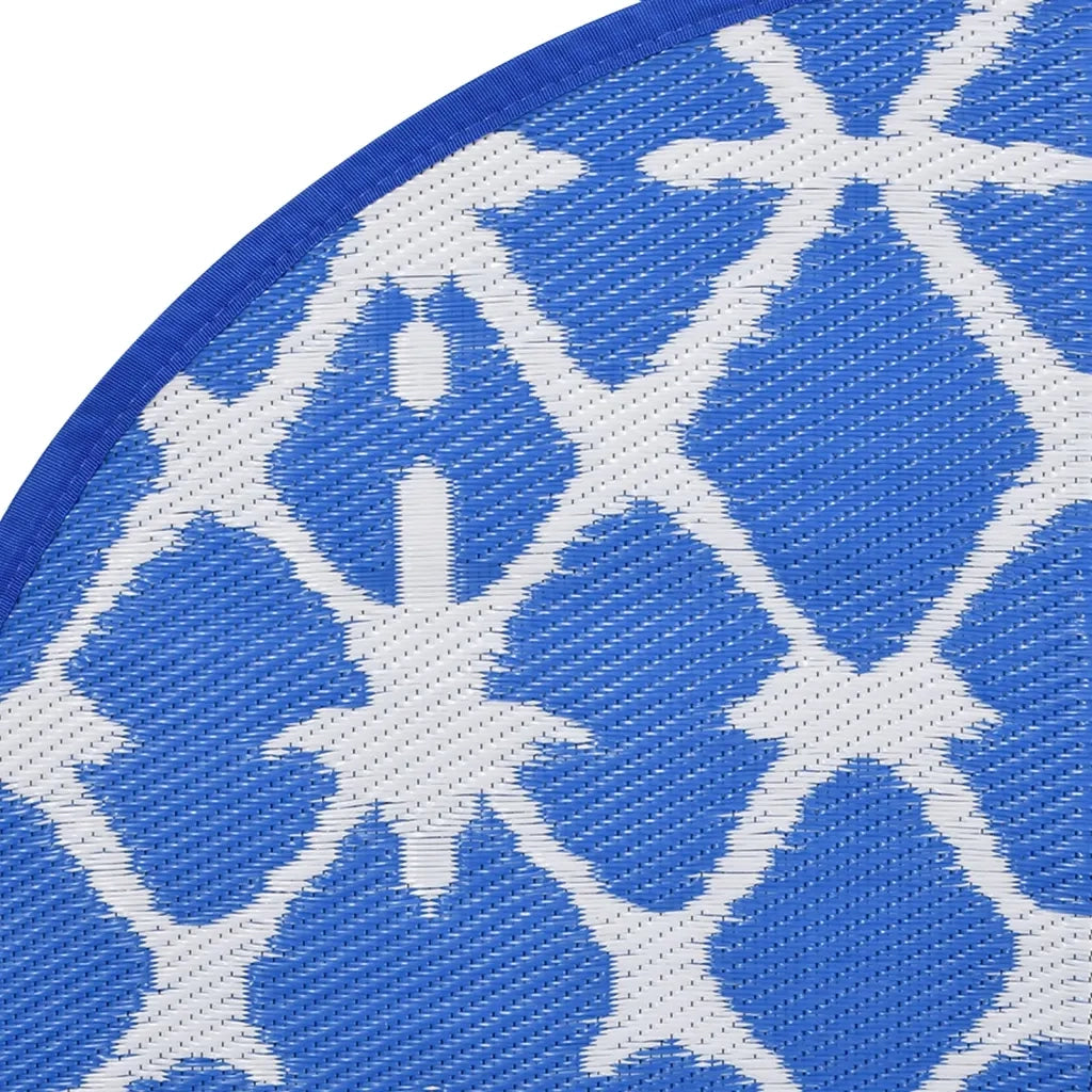 Tappeto da Esterno ARAKIL Blu e Bianco Ã˜160 cm in PP