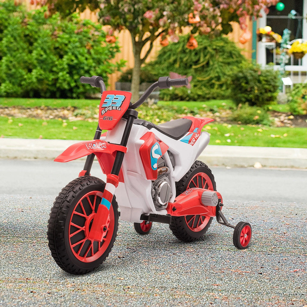 Moto Cross Elettrico per Bambini 3-5 Anni 12V ¨C zephmum ¨C Rosso 106.5x51.5x68 cm