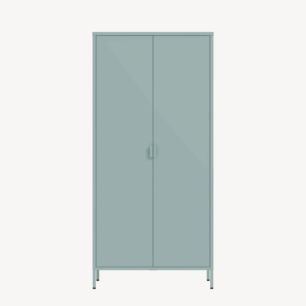 Armadio Guradaroba Esteli in Acciaio a 2 Ante con 2 Barre Appendiabiti e 4 Ripiani 170 x 80 x 45 cm - Verde Menta [en.casa]