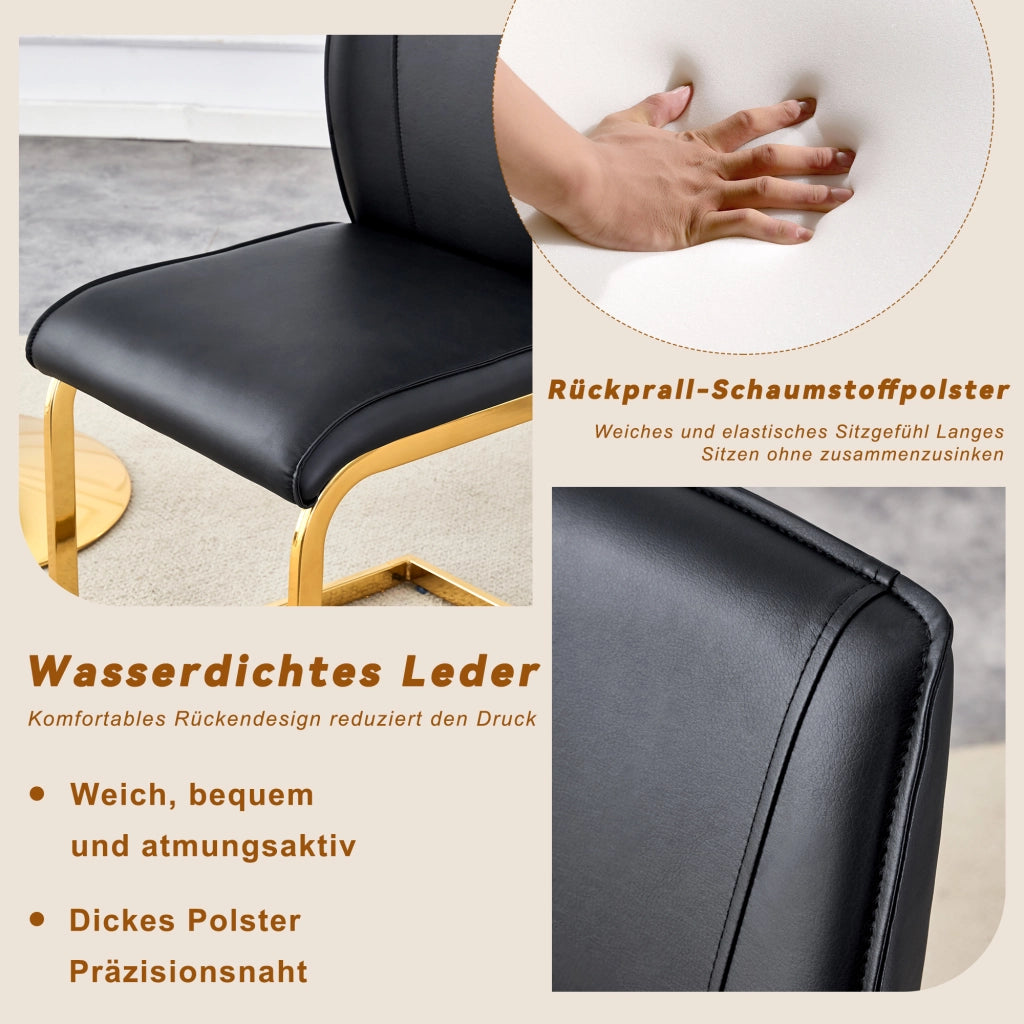 SEDIA Imbottita in PU Nero e Oro Set da 2 pezzi