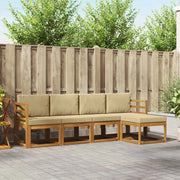 Set di divani da esterno con cuscino 5 pcs Naturale e Beige 3366241