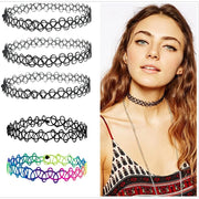 Trade Shop - Collane Collana Girocollo Gomma Stretch Moda Gotico Elastico Effetto Tatoo Hype -