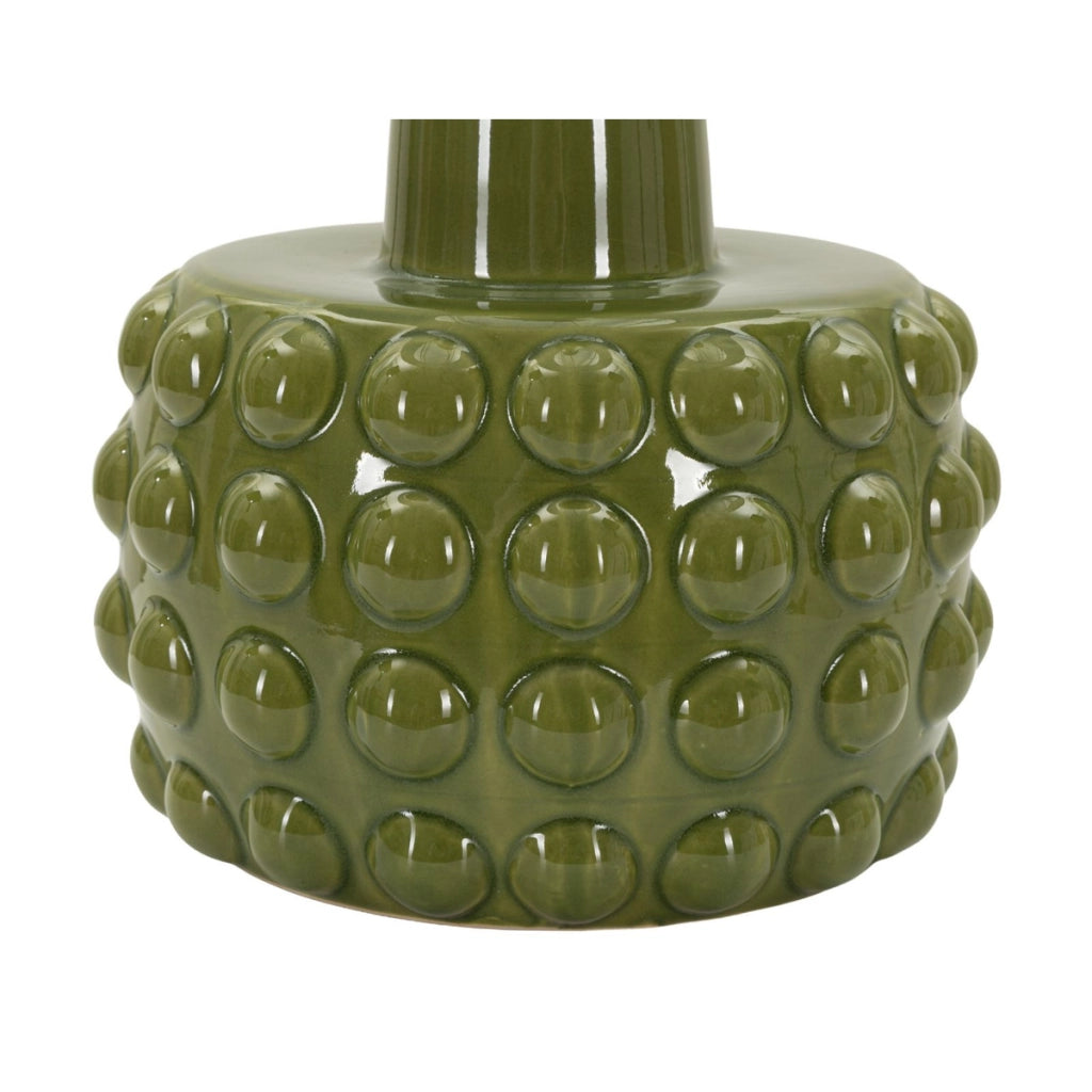 Lampada da tavolo Gress in ceramica verde e tessuto